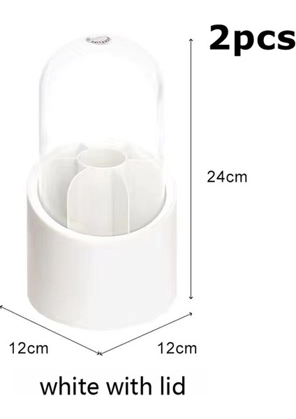 2 Adet Beyaz 360° Dönen Makyaj Organizatör Makyaj Fırça Tutucu Kozmetik Saklama Kutusu Ruj Göz Farı Kalem Göz Farı Organizatör (Yurt Dışından)