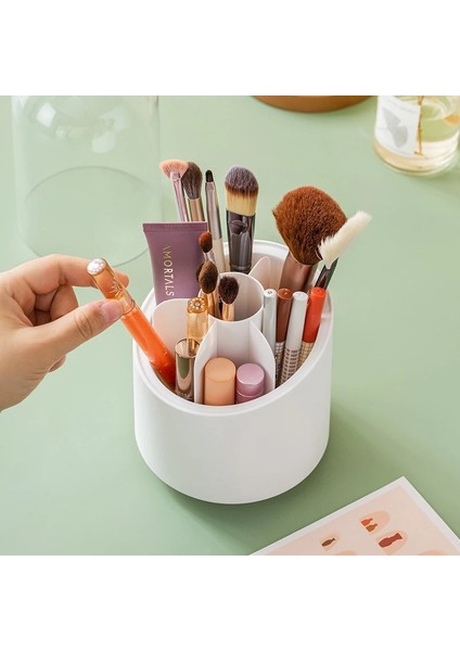 2 Adet Beyaz 360° Dönen Makyaj Organizatör Makyaj Fırça Tutucu Kozmetik Saklama Kutusu Ruj Göz Farı Kalem Göz Farı Organizatör (Yurt Dışından) fırsatları
