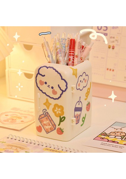 Pembe Kawaii Masa Düzenleyici Buzdolabı Kalemlik Çok Fonksiyonlu Büyük Kapasiteli Masaüstü Kırtasiye Japon Kalem Organizatör (Yurt Dışından) fırsatları