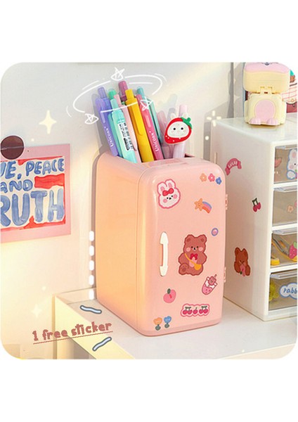 Pembe Kawaii Masa Düzenleyici Buzdolabı Kalemlik Çok Fonksiyonlu Büyük Kapasiteli Masaüstü Kırtasiye Japon Kalem Organizatör (Yurt Dışından) indirimleri