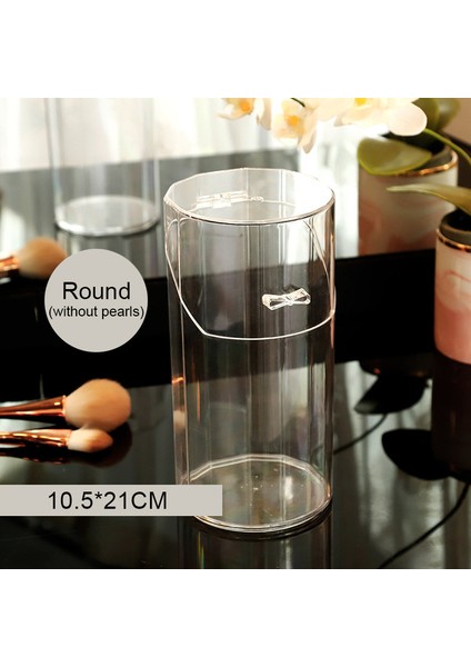 Yuvarlak Akrilik Makyaj Fırça Tutucu Makyaj Organizatör Kozmetik Tutucu Kalem Ruj Masası Konteyner Masa Şeffaf Makyaj Saklama Kutusu (Yurt Dışından)