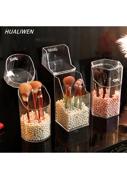 Yuvarlak Akrilik Makyaj Fırça Tutucu Makyaj Organizatör Kozmetik Tutucu Kalem Ruj Masası Konteyner Masa Şeffaf Makyaj Saklama Kutusu (Yurt Dışından) fiyatları