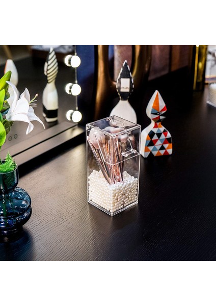 Yuvarlak Akrilik Makyaj Fırça Tutucu Makyaj Organizatör Kozmetik Tutucu Kalem Ruj Masası Konteyner Masa Şeffaf Makyaj Saklama Kutusu (Yurt Dışından) modelleri