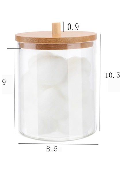 B Makyaj Organizatör Kutusu Akrilik Qtip Tutucu Banyo Kavanozları Bambu Kapaklı Pamuk Topu Pedi Yuvarlak Çubukla Saklama Kabı Takı (Yurt Dışından)