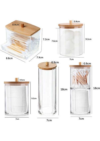 B Makyaj Organizatör Kutusu Akrilik Qtip Tutucu Banyo Kavanozları Bambu Kapaklı Pamuk Topu Pedi Yuvarlak Çubukla Saklama Kabı Takı (Yurt Dışından) fiyatları
