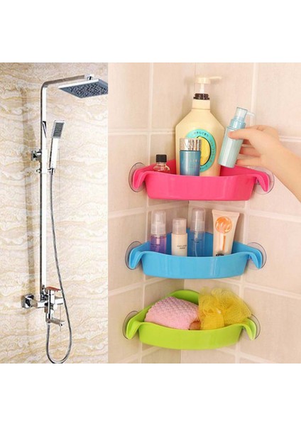 Pembe Taşınabilir Pp Üçgen Vantuz Mutfak Banyo Aksesuarı Köşe Depolama Rafı Duş Rafı Banyo Depolama Emme (Yurt Dışından) modelleri