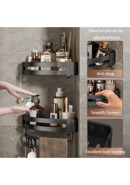 1 Adet Gümüş Hiçbir Matkap Banyo Rafları Havlu Tutucu Şampuan Depolama Rafı Banyo Köşe Rafı Duş Organizatör Banyo Aksesuarları Seti (Yurt Dışından)