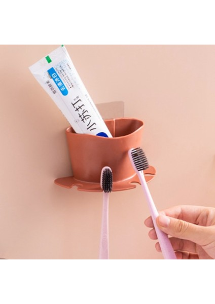 Pembe Duvara Monte Diş Fırçası Tutucu Bardak Tutucu Banyo Seti Diş Fırçası Tutucu Delikli Fincan Depolama Raf Takım Elbise Banyo Aksesuarları (Yurt Dışından) indirimleri
