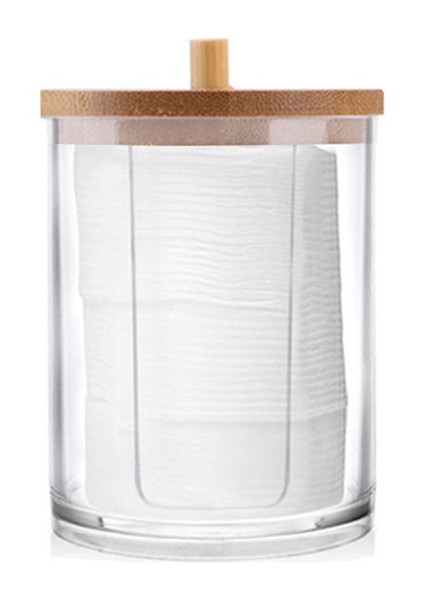 Bir Makyaj Pamuğu Ped Organizatör Saklama Kutusu Pamuklu Çubukla Çubuk Kozmetik Takı Banyo Qtip Konteyner Bambu Kapaklı Kutular (Yurt Dışından)