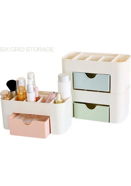 Pembe Masaüstü Kozmetik Kutusu Küçük Çekmeceli Plastik Masaüstü Kozmetik Durumda Banyo Saklama Kutusu Ev Çok Fonksiyonlu Takı Makyaj Kutusu (Yurt Dışından) indirimleri