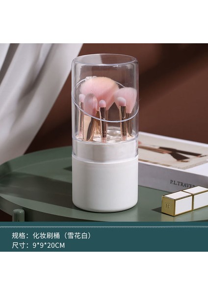 C Fırçasız 21 Delik Makyaj Fırçası Saklama Kutusu Yuvarlak Yüksek Değerli Toz Geçirmez Şeffaf Makyaj Fırçası Kapaklı Kova Büyük Kapasiteli Makyaj Fırçası (Yurt Dışından)