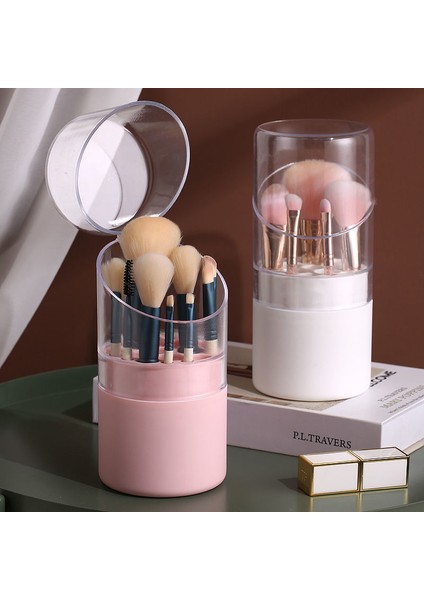 C Fırçasız 21 Delik Makyaj Fırçası Saklama Kutusu Yuvarlak Yüksek Değerli Toz Geçirmez Şeffaf Makyaj Fırçası Kapaklı Kova Büyük Kapasiteli Makyaj Fırçası (Yurt Dışından) fiyatları