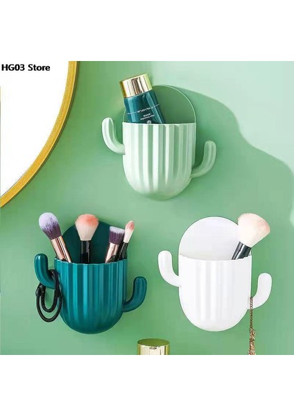 Pk 4 Renk 14.5*14.5 cm Diş Fırçası Tutucu Duvar Kendinden Yapışkanlı Dikişsiz Kaktüs Depolama Raf Kutusu Organizatör (Yurt Dışından)