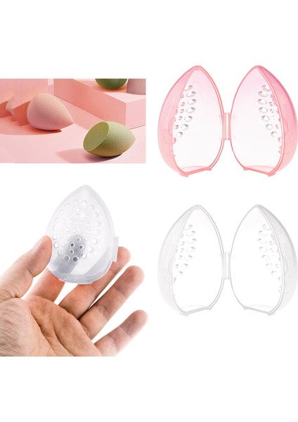 Pembe Güzellik Kozmetik Sünger Saklama Kutusu Makyaj Tozu Puf Boş Yumurta Şeklinde Çerçeve Şeffaf Puf Kuru Durumda Makyaj Organizatör Sahipleri (Yurt Dışından) modelleri