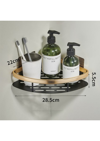 Kalınlaşmak Altın 1 Adet Banyo Köşe Rafı Sondaj Olmadan Paslanmaz Uzay Alüminyum Duş Depolama Rafı Şampuan Tutucu Banyo Aksesuarları (Yurt Dışından)