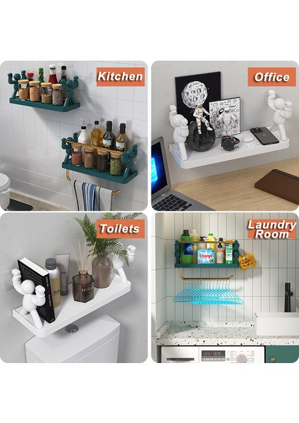 Beyaz 40CM Banyo Rafı Duş Depolama Rafı Çok Fonksiyonlu Organizatör Hiçbir Matkap Havlu Askısı ile Duvara Monte Banyo Aksesuarları 30/40CM (Yurt Dışından) modelleri