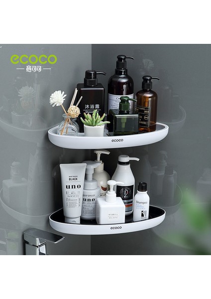 Siyah Ecoco Köşe Banyo Organizatör Raf Şampuan Kozmetik Depolama Rafı Duvara Monte Mutfak Ev Eşyaları Banyo Aksesuarları (Yurt Dışından) fırsatları
