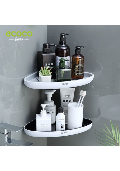 Siyah Ecoco Köşe Banyo Organizatör Raf Şampuan Kozmetik Depolama Rafı Duvara Monte Mutfak Ev Eşyaları Banyo Aksesuarları (Yurt Dışından) indirimleri