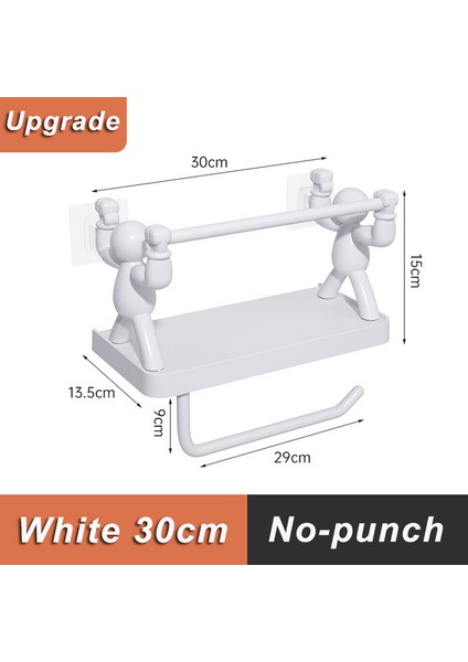 Beyaz 30CM Yükseltme Banyo Rafı Duş Depolama Rafı Çok Fonksiyonlu Organizatör Hiçbir Matkap Havlu Askısı Duvara Monte Banyo Aksesuarları 30/40CM (Yurt Dışından)