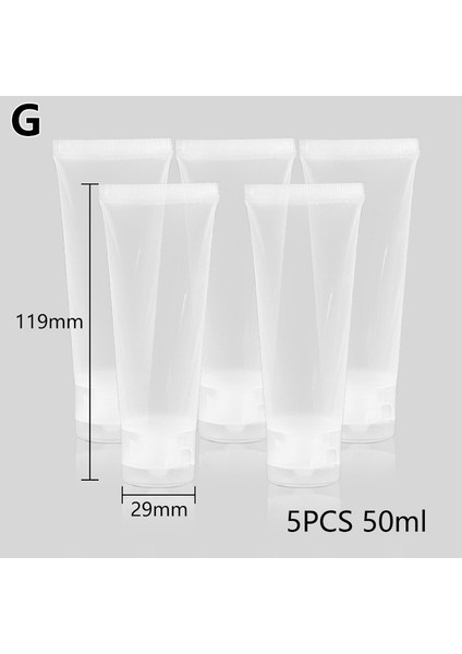 G 5 Adet 15ML/20ML/50ML/100ML Seyahat Boş Şeffaf Plastik Tüp Kozmetik Krem Losyon Şampuan Banyo Losyonu Kapları Şişeleri (Yurt Dışından)