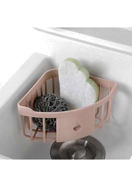 Pembe Yumruksuz Köşe Depolama Caddy Rafı Duvara Monte Banyo Mutfak Dik Açılı Köşe Depolama Caddy Rafı Banyo Organizasyonu (Yurt Dışından) indirimleri