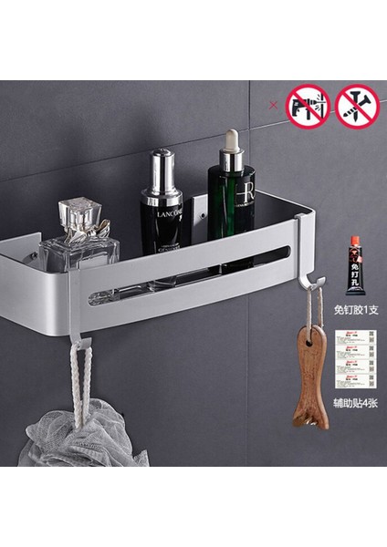 S-Dikdörtgen-1 Katlı Banyo Raf Organizatör Matkap Yok Üçgen Havlu Duş Depolama Rafı Siyah Köşe Rafları Duvara Monte Alüminyum Şampuanlık (Yurt Dışından)