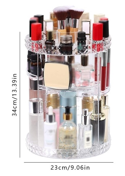 Elmas Desenli Tuvalet Masası Saklama Kutusu 360 Derece Döndürme Cilt Bakımı Ürün Rafı Moda Akrilik Makyaj Organizatör Kozmetik Ruj Kutusu Için (Yurt Dışından)