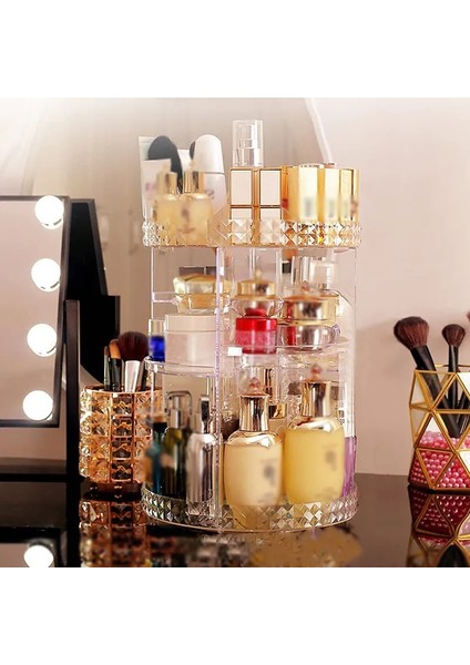 Elmas Desenli Tuvalet Masası Saklama Kutusu 360 Derece Döndürme Cilt Bakımı Ürün Rafı Moda Akrilik Makyaj Organizatör Kozmetik Ruj Kutusu Için (Yurt Dışından) modelleri
