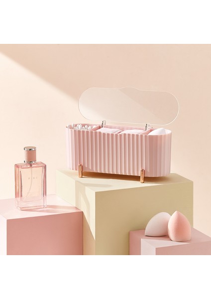 Kırmızı Masaüstü Kozmetik Saklama Kutusu Toz Geçirmez Makyaj Organizatör Pamuklu Pedler Swablar Güzellik Yumurta Tutucu Banyo Takı Organizatör (Yurt Dışından) modelleri