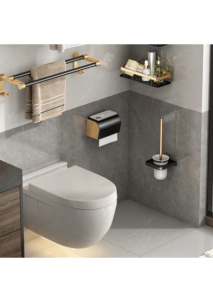 Balck - Çift Lüks Banyo Rafları Sondaj Olmadan Paslanmaz Alüminyum Duş Duvar Rafı Şampuan Havluluk Banyo Organizatör Aksesuarı (Yurt Dışından)
