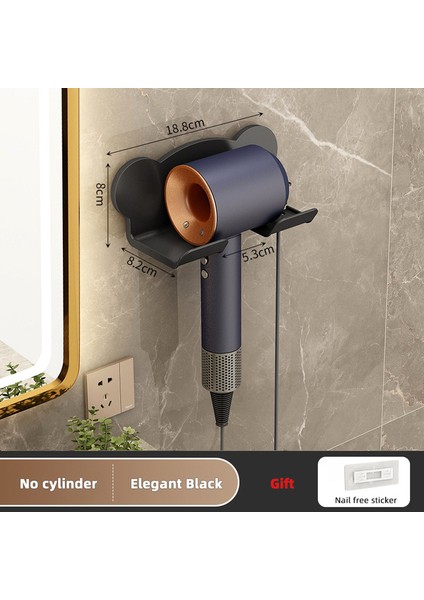 Siyah Ev Saç Kurutma Makinesi Rafı Banyo Tarak Tıraş Makinesi Yüz Yıkama Süt Duvar Asılı Depolama Rafı Tuvalet Saç Kurutma Makinesi Depolama Rafı (Yurt Dışından)