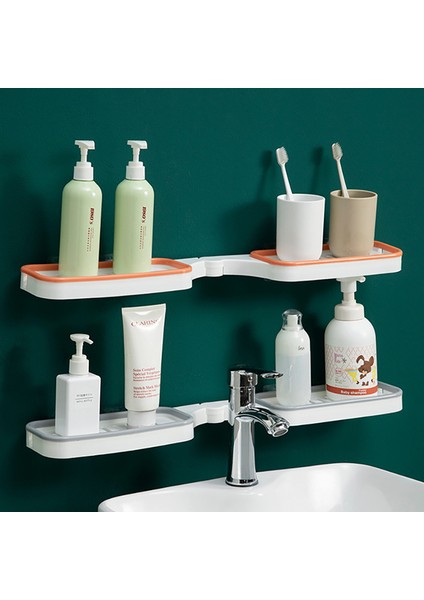 Black-2pcs Yorede Köşe Banyo Rafı Tezgah Tuvalet Rafı Banyo Organizatör Katlanabilir Depolama Rafı Yumruksuz Banyo Aksesuarları (Yurt Dışından)