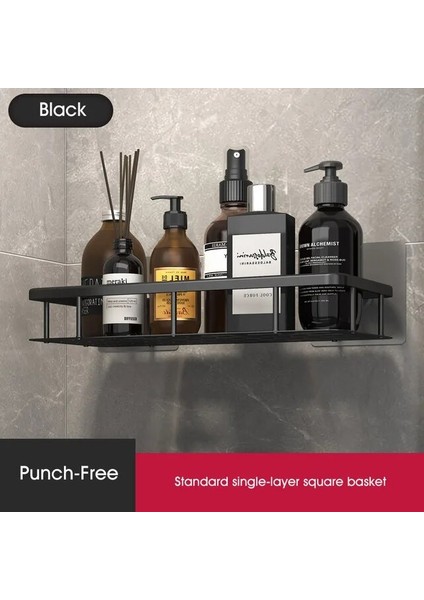 1 Adet Standart Siyah Banyo Rafları Tuvalet Vanity Üçgen Havlu Depolama Rafı Matkapsız Duvara Monte Şampuan Tutucu Organizatör Banyo Aksesuarları (Yurt Dışından)