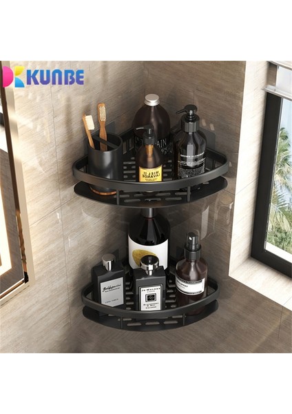 1 Adet Standart Siyah Banyo Rafları Tuvalet Vanity Üçgen Havlu Depolama Rafı Matkapsız Duvara Monte Şampuan Tutucu Organizatör Banyo Aksesuarları (Yurt Dışından)