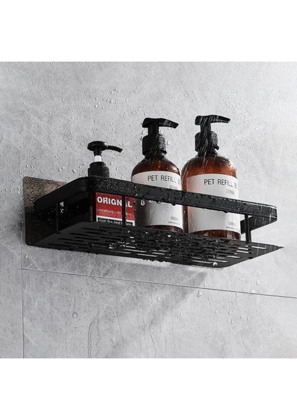 1 Adet Standart Siyah Banyo Rafları Tuvalet Vanity Üçgen Havlu Depolama Rafı Matkapsız Duvara Monte Şampuan Tutucu Organizatör Banyo Aksesuarları (Yurt Dışından)