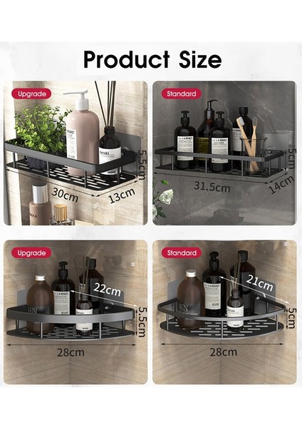 1 Adet Standart Siyah Banyo Rafları Tuvalet Vanity Üçgen Havlu Depolama Rafı Matkapsız Duvara Monte Şampuan Tutucu Organizatör Banyo Aksesuarları (Yurt Dışından)