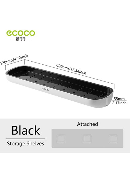 Siyah A Ecoco Duvara Monte Banyo Depolama Rafları Havlu Askısı Duş Rafı Tuvalet Organizatör Banyo Mobilya Aksesuarları (Yurt Dışından)