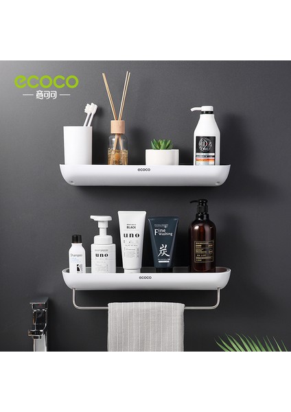 Siyah A Ecoco Duvara Monte Banyo Depolama Rafları Havlu Askısı Duş Rafı Tuvalet Organizatör Banyo Mobilya Aksesuarları (Yurt Dışından) fırsatları