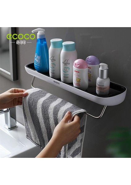 Siyah A Ecoco Duvara Monte Banyo Depolama Rafları Havlu Askısı Duş Rafı Tuvalet Organizatör Banyo Mobilya Aksesuarları (Yurt Dışından) indirimleri