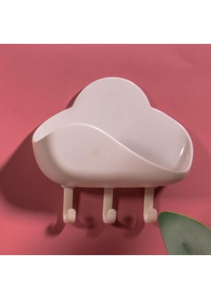 Beyaz Banyo Duş Sabun Kutusu Bulaşık Depolama Vantuz Köşe Bulut Şekli Plastik Sabunluk Duş Askısı Banyo Depolama Rafı (Yurt Dışından)