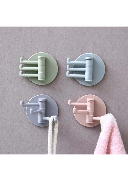 3pcs-Gri Mavi Pembe 3 Renkli Dönebilen Kendinden Yapışkanlı Abs Kanca Yumruksuz Duvar Kapı Giyim Asılı Tutucu Mutfak Banyo Depolama Yapışkan Raf (Yurt Dışından)