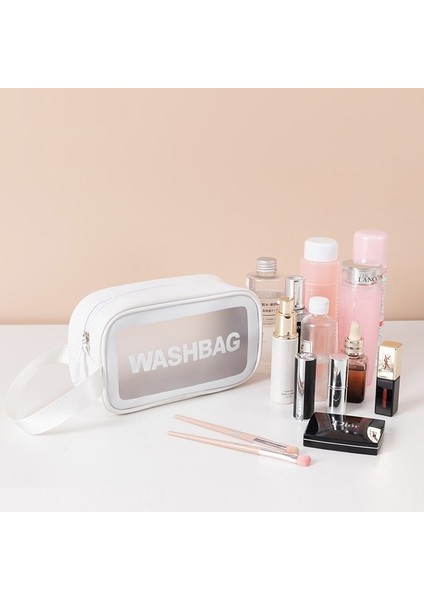 Beyaz S Wbboomıng 3 Renk Seyahat Pu + Pvc Kozmetik Çantaları Şeffaf Şeffaf Fermuar Makyaj Çantaları Organizatör Banyo Yıkama Makyaj Çantaları Kılıf (Yurt Dışından)