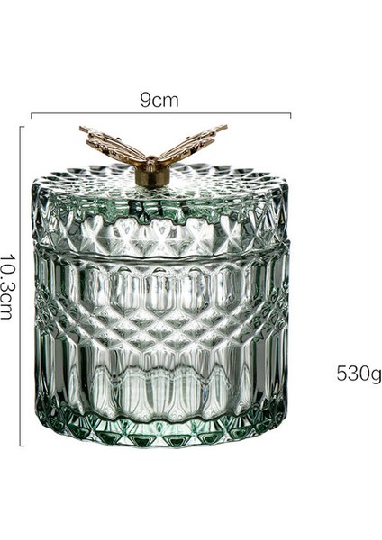 Yeşil S 1 Adet 1 Iskandinav Ev Masaüstü Dekorasyon Cam Mücevher Kutusu Makyaj Organizatör Saklama Kabı Pamuklu Çubukla Kutusu Ruj Tutucu (Yurt Dışından)