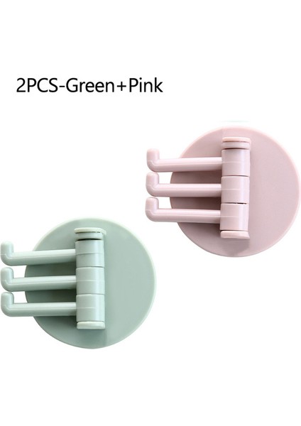 2pcs-Yeşil Pembe 3 Renkli Dönebilen Kendinden Yapışkanlı Abs Kanca Yumruksuz Duvar Kapı Giyim Asma Tutucu Mutfak Banyo Depolama Yapışkan Raf (Yurt Dışından)