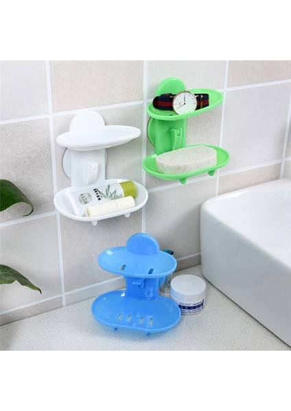 No.3 Moda Çift Güçlü Vantuz Sabun Kutusu Sabunluklar Ranza Su Banyo Sepeti Sabunluk Sabunluk Plaka Tutucu Mutfak Banyo (Yurt Dışından)