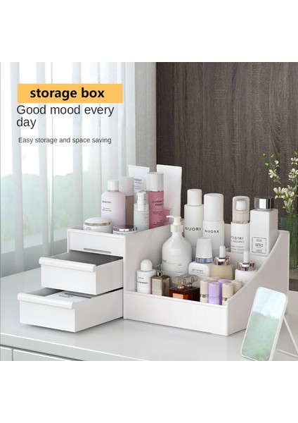 Yeşil Kozmetik Saklama Kutusu Büyük Kapasiteli Makyaj Çekmece Organizatör Makyaj Raf Cilt Bakımı Dresser Masaüstü Çeşitli Eşyalar Saklama Kutusu (Yurt Dışından) fırsatları