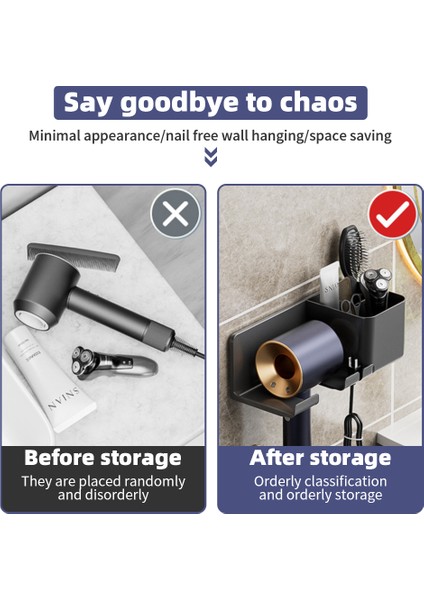 Tip 1-Beyaz Saç Kurutma Makinesi Tutucu Duvara Monte Raf Banyo Raf Depolama Tutucu Depolama Rafları Aksesuarları Raflar Saç Fırçası Depolama Braketi (Yurt Dışından)