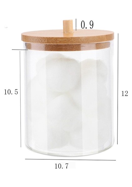 C Makyaj Organizatör Kutusu Akrilik Qtip Tutucu Banyo Kavanozları Bambu Kapaklı Pamuk Top Pedi Yuvarlak Çubukla Saklama Kabı Takı (Yurt Dışından)