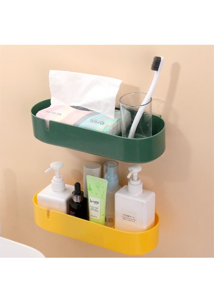 Yeşil Banyo Raf Organizatör Duş Jeli Yapışkanlı Şampuan Tutucu Mutfak Banyo Duvar Depolama Raf Organizatör Emme Sepeti Raf (Yurt Dışından)