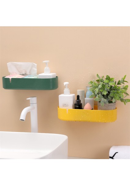Yeşil Banyo Raf Organizatör Duş Jeli Yapışkanlı Şampuan Tutucu Mutfak Banyo Duvar Depolama Raf Organizatör Emme Sepeti Raf (Yurt Dışından)